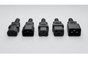 IEC 60320 power connectors C13, C14, C15, C19 and C20 compared side by side