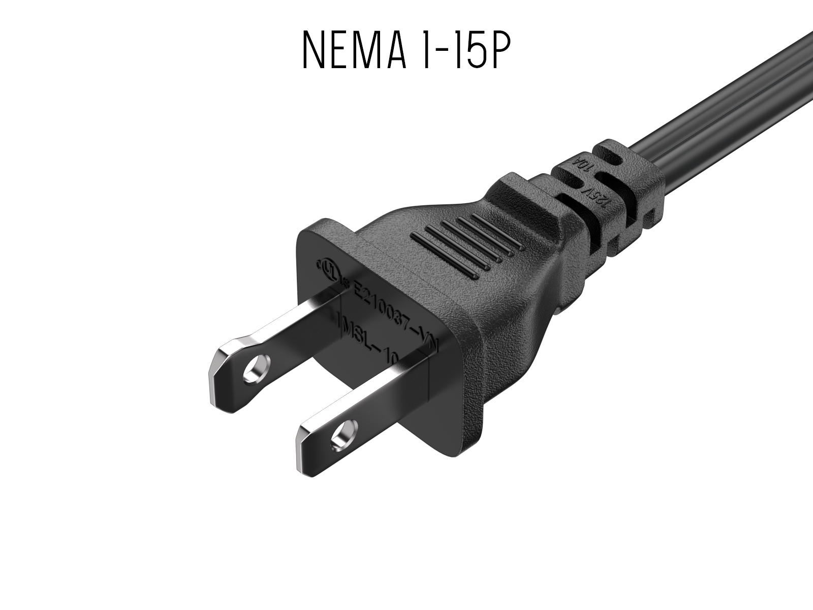 NEMA 1-15P to C7 2-Prong Polarized Power Cord, 18 AWG, SPT-2, 10A/125V