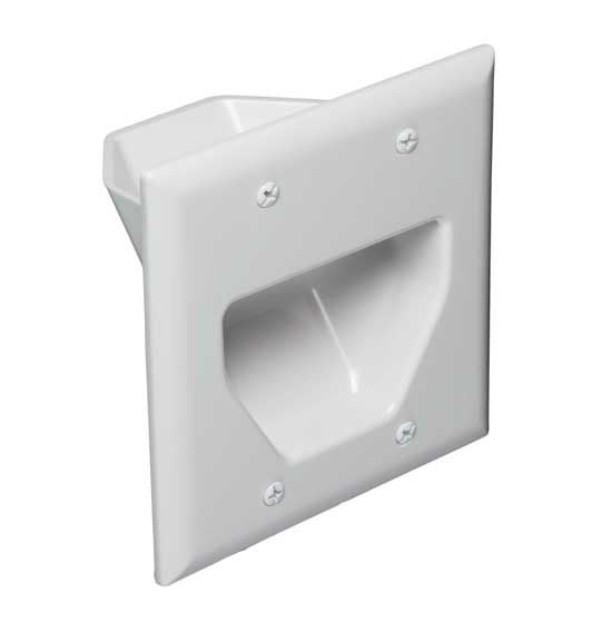 2-Gang Recessed Low Voltage Wall Plate, White | Wall Plate
