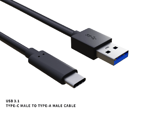 1M 10Gbps USB 3.2 Gen 2 Type-C to Type-A Male Cable
