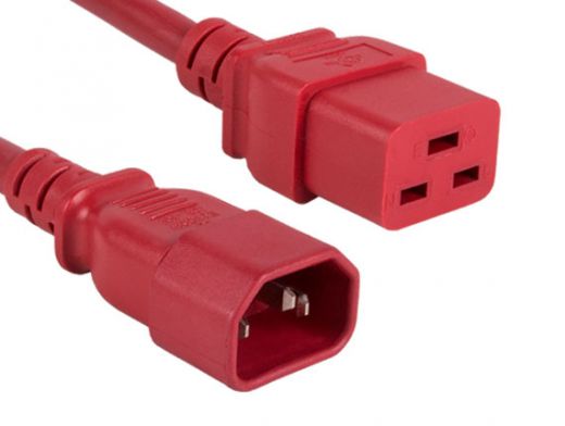 3ft 14 AWG 15A 250V Power Cord IEC320 C14 to IEC320 C19 Red
