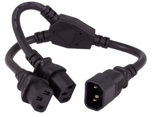 14 inch Power Cord Splitter Cable 16 AWG (IEC320 C14 to IEC320 C13 x 2)