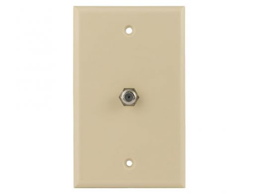 1-port Coaxial F-Connector Wall Plate, Ivory