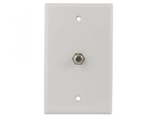 1-port Coaxial F-Connector Wall Plate, White