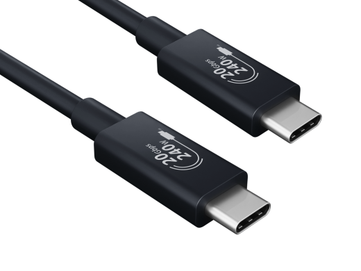 High-Speed USB 4.0 Gen2X2 Type C Cable - 2m, 20Gbps, 240W, E-Mark, Black