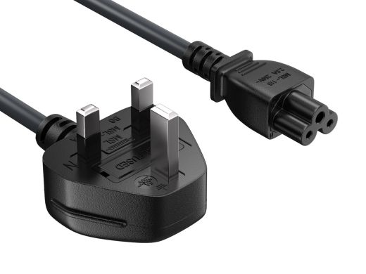 3ft England / UK Notebook Power Cord, Polarized, with Fuse IEC-320-C5 to UK Plug BS1363