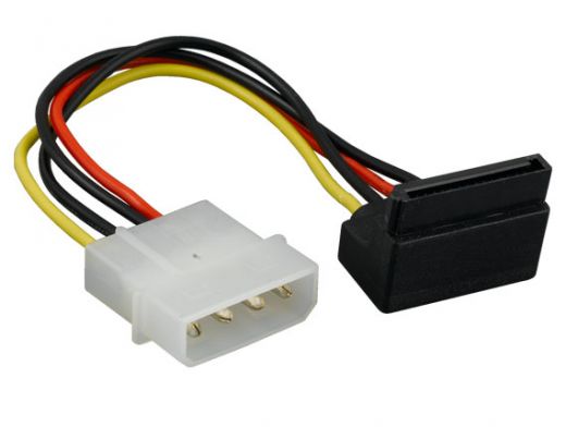 6in 5.25" Male to SATA 15-pin Right Angle Female Power Cable