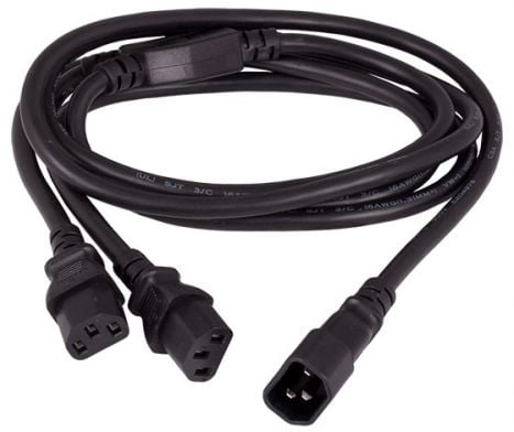 72 inches Power Extension Cord Splitter Cable 16 AWG IEC320 C14 to IEC320 C13 x 2