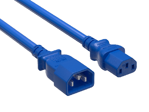 (TEST) 3ft Computer Power Extension Cord (IEC320 C13 to IEC320 C14) Blue