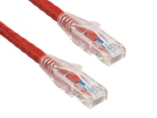 1ft Cat6 550 MHz UTP Ethernet Network Patch Cable with Clear Snagless Boot, Red
