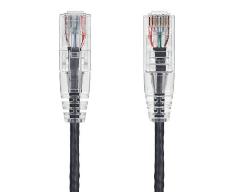 1ft Ultra Slim Cat6 28 AWG UTP Snagless Ethernet Network Patch Cable, Black