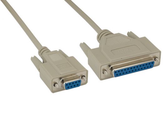 DB9 Female to DB25 Female Null Modem Cable