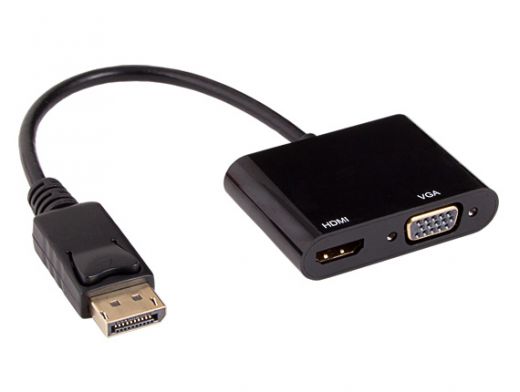 Displayport 1.2 Male to 4K HDMI+VGA Passive Adapter Cable with Latches 4K Resolution Ready