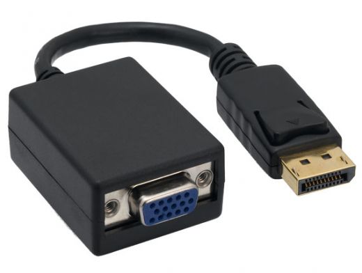 6.5" Displayport Male to VGA Female Adapter Cable with Latches
