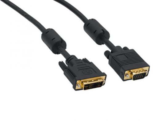 5m DVI-A Male to VGA HD15 Male Analog Video Cable, Gold Platedd