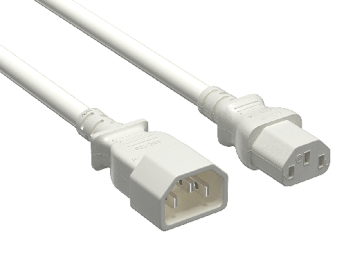 IEC-320 C13 to C14 Heavy-Duty Power Extension Cord 14 AWG 15A/250V SJT, White