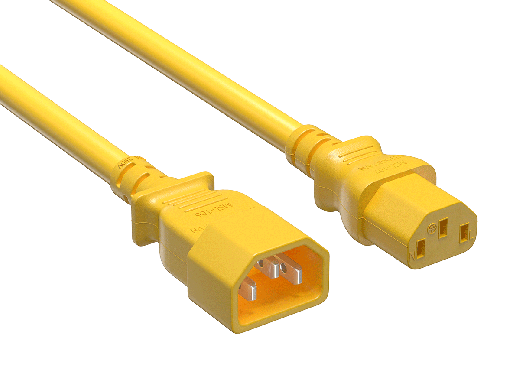 IEC-320 C13 to C14 Heavy-Duty Power Extension Cord 14 AWG 15A/250V SJT, Yellow
