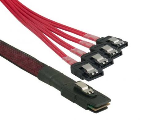0.5M 30AWG Internal Mini SAS 36pin (SFF-8087) Male with Latch to SATA 7pin Femalex4 Forward Breakout Cable