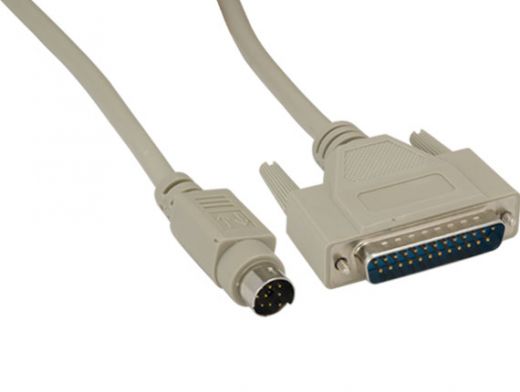 Mini-DIN8 Male to DB25 Male MAC to Imagewriter I Printer Cable