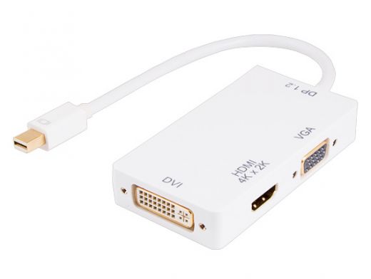 Mini Displayport 1.2 Male (Thunderbolt™ Compatible) to 4K HDMI+DVI+VGA Female Passive 3-in-1 Adapter Cable