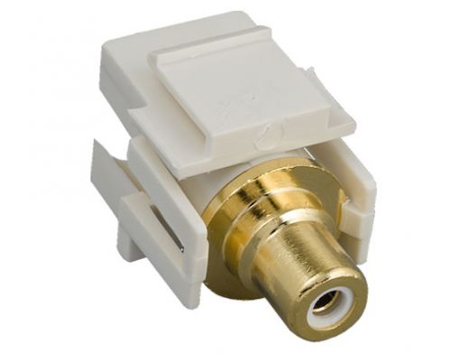 RCA F/F Recessed Keystone Insert Gold Plated Connector with White Center
