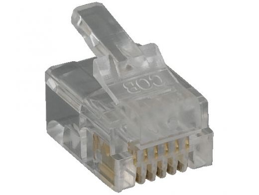 RJ12 6P6C Modular Plug for Round Stranded Cable, 50pcs/Bag