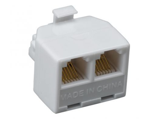 RJ12 One Male to Two Female Modular T-Adapter