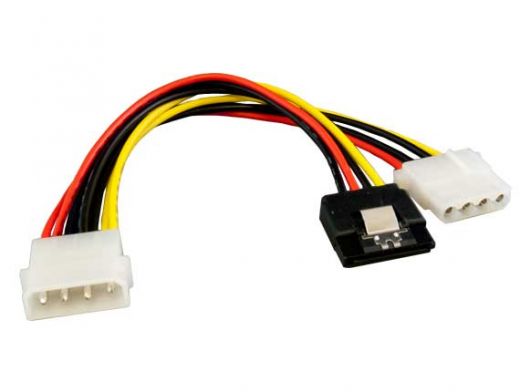 8in 5.25" Male to 5.25" Female with SATA 15-pin Female Internal Power Y Cable