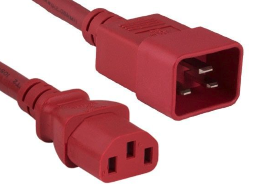 5ft 14 AWG 15A 250V Power Cord (IEC320 C20 to IEC320 C13), Red