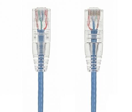 15ft Slim Cat6 28 AWG UTP Snagless Ethernet Network Patch Cable, Blue