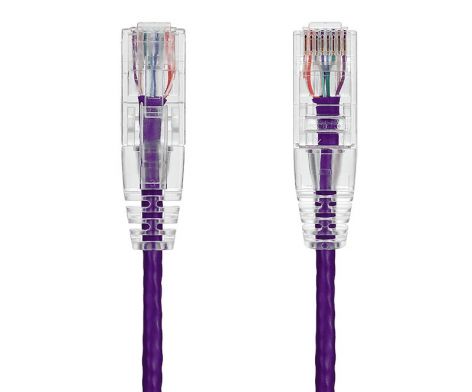 1ft Ultra Slim Cat6 28 AWG UTP Snagless Ethernet Network Patch Cable, Purple