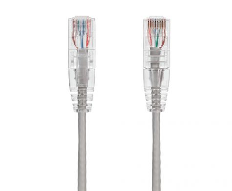 2ft Ultra Slim Cat6 28 AWG UTP Snagless Ethernet Network Patch Cable, Gray