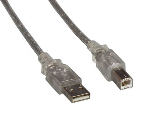 USB2.0 A Male to B Male Cable, Clear