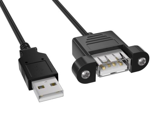 1ft USB 2.0 High Speed Panel-Mount Type A Male to Type A Female Cable