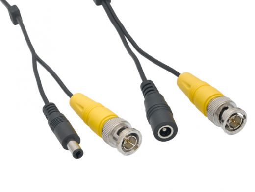 Video & Power Security Camera Cable, BNC M/M and DC M/F, Black