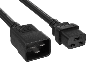 5ft 12 AWG  IEC320 C20 to IEC320 C19 Heavy Duty Power Cord 20A 250V 