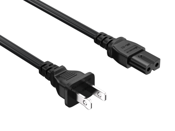 1ft NEMA 1-15P to C7 2-Prong Notebook Power Cord, Polarized, 18 AWG, SPT-2, 10A/125V, Black
