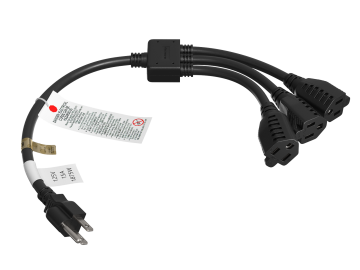 18 Inches 1 NEMA 5-15P to 3 NEMA 5-15R Power Extension Cord Splitter Cable