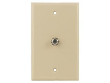 1-port Coaxial F-Connector Wall Plate, Ivory