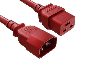 2ft 14AWG NEMA 5-15P to IEC-60320-C13 Power Cord | SJT 105°C | 15A/125V | Red | UL & cUL Listed, CSA Approved