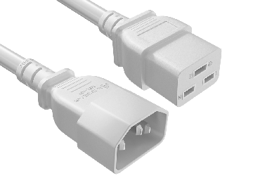 8FT 14AWG IEC C14 to C19 Power Cord | 105°C SJT | White | UL Listed | Data Center Cable