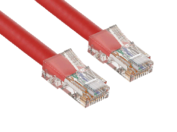 50ft Cat5e UTP Non-Booted Ethernet Network Patch Cable 24AWG Bare Copper, Red