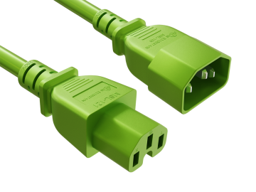 6FT 14AWG C15 to C14 Extension Power Cord | UL SJT 105°C | 15A/250V | Green | UL & cUL Listed