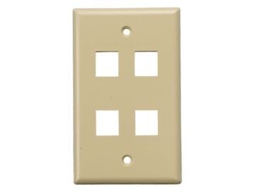 4-Port Wall Plate for Keystone Insert, Ivory