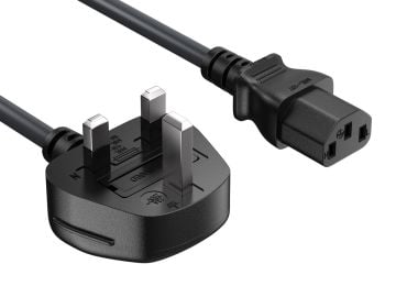 10FT IEC320 C13 to BS1363 England UK Power Cord with Fuse 18AWG 13A/250V, Black