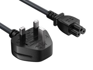 3ft BS1363 to C5 England UK Power Cord with Fuse, for Notebook, 18AWG, Black