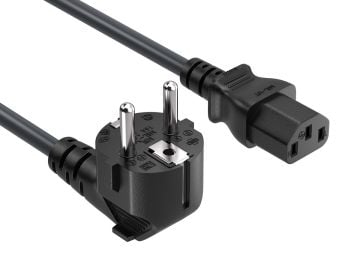 10FT CEE 7/7 to IEC320 C13 Right Angle European Schuko Power Cord 18AWG 10A/250V , Black