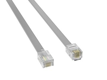 7ft RJ-11 6P4C Reverse Modular Phone Cable - Gold-Plated for Voice Applications