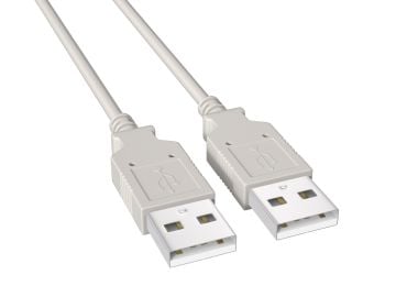 10ft USB 2.0 A Male to A Male cable, beige color, double-shielded for high-speed 480Mbps data transfer and device connectivity.