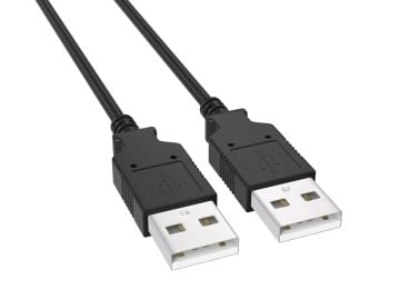 15ft USB 2.0 A Male to A Male cable, black color, double-shielded for high-speed 480Mbps data transfer and device connectivity.